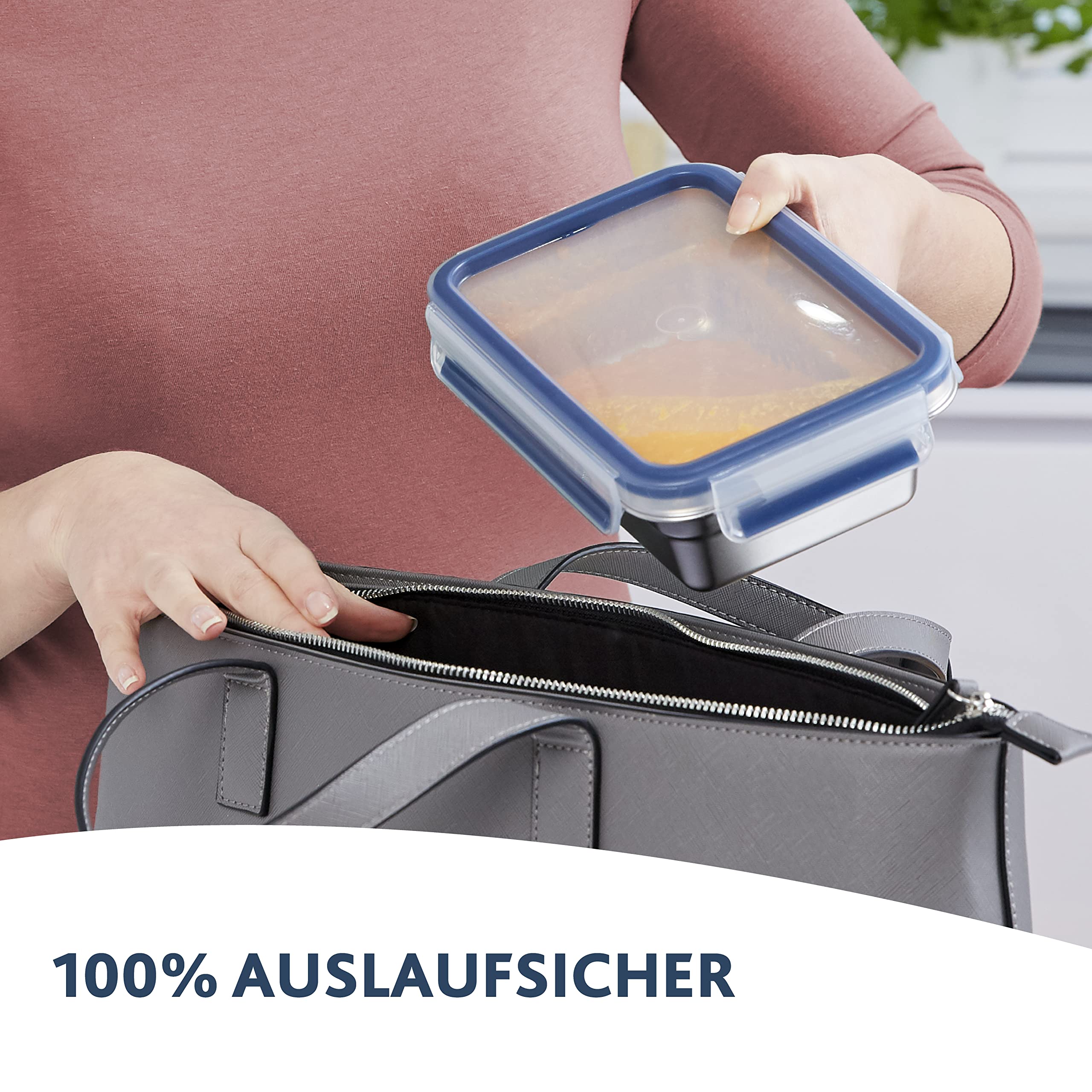 Emsa Clip & Close auslaufsichere Edelstahl-Frischhaltedose, 2 Liter Fassungsvermögen, rechteckig, spülmaschinenfest, backofenfest, N1150600 3