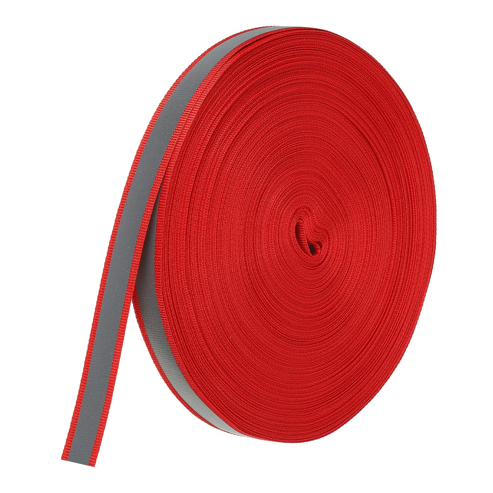 PATIKIL Reflective Tape Strip, 15mm x 50Yards High Visibility Reflective Tape Sew-on DIY Warning Safety Fabric Webbing for Clothing Raincoats, Red