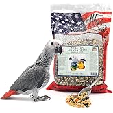 ABBA 1400 Premium Bird Food for African Grey, Conure, and Senegal Parrot, Bird Seed Blend with Whole Eggs, Fruits and Nuts - Packed with Protein, Vitamins &amp; Minerals, 5 lbs