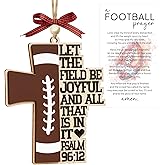 Football Christmas Ornament 2025, Football Ornaments for Christmas Tree, Wooden Christian Cross Ornament for Athletes, Coaches, Women, Sports Religious Decorations, White Elephant Gift for Women