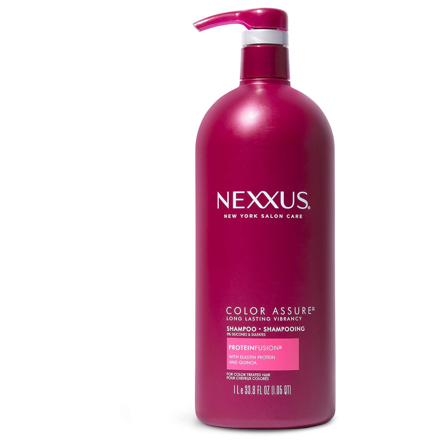 Nexxus Color Assure Shampoo For Enhanced Vibrancy of Color-Treated Hair ProteinFusion Silicone Free and Sulfate Free Shampoo with Pump 33.8 oz