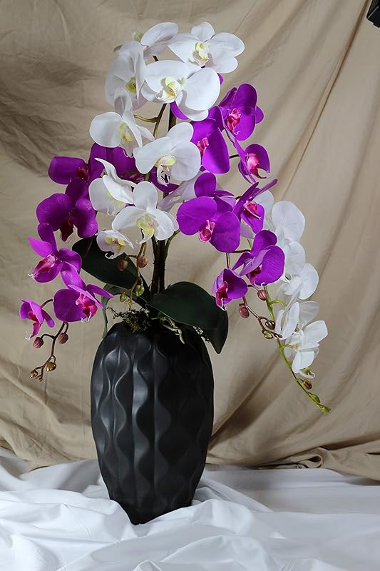 Potted Silk Orchid Arrangement with ceramic Vase Handmade