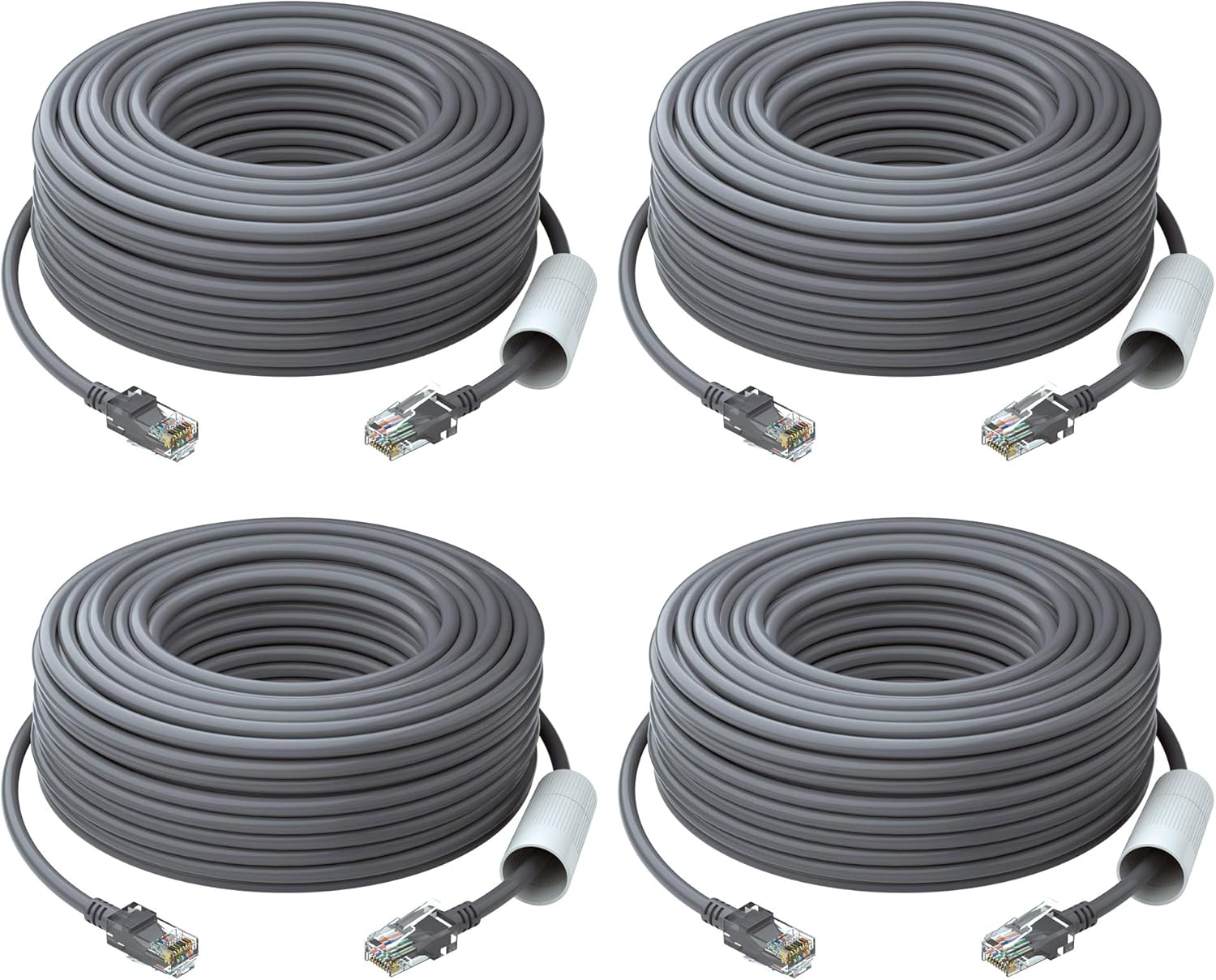 ZOSI 4-Pack Cat5e Cable 100ft Ethernet Cable Internet High Speed Network Cable RJ45 Wire Cord for POE Security Cameras, PoE Switch, Internet Router, Laptop, Computer,Wireless IP Cameras