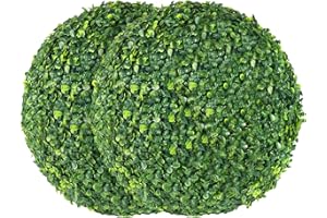 AILANDA 2 PCS 16'' Artificial Plant Topiary Ball for Outdoor, Faux Boxwood Balls Garden Spheres Decorative Balls with 8 Layers Leaves Faux Plant for Backyard, Porch, Wedding and Spring Home Décor