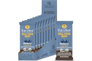 EatToHeal Blueberry Real Food Bar - Organic Protein Bars, Vegan Food, Healthy Gluten Free Protein Food - Low Sugar Protein Bars, Non GMO, Never Baked, Plant Based Organic Snacks - Crafted to Enjoy