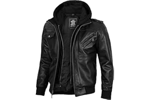 Blingsoul Leather Bomber Jackets For Men - Real Lambskin Mens Leather Jacket With Hood