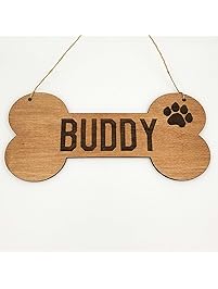 Personalized Dog Bone Dog House Wooden Sign Decor Custom Name with Paw