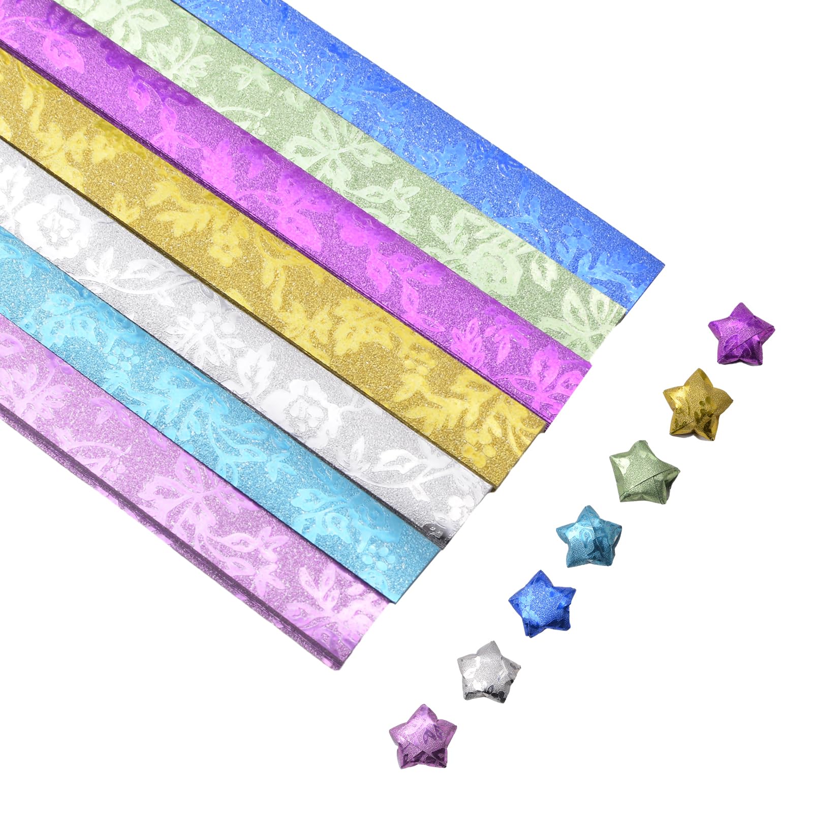 URROMA Star Origami Paper, 378pcs Rose Origami Lucky Star Paper Strips Folding Strips Package DIY Paper for Crafts DIY Arts