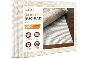 BAGAIL BASICS 8 x 10 FT Rug Pad Gripper for Hardwood Floors, Non Slip Rug Pads for Area Rugs, Extra Thick Under Rug Padding, Protect Your Rugs & Floors