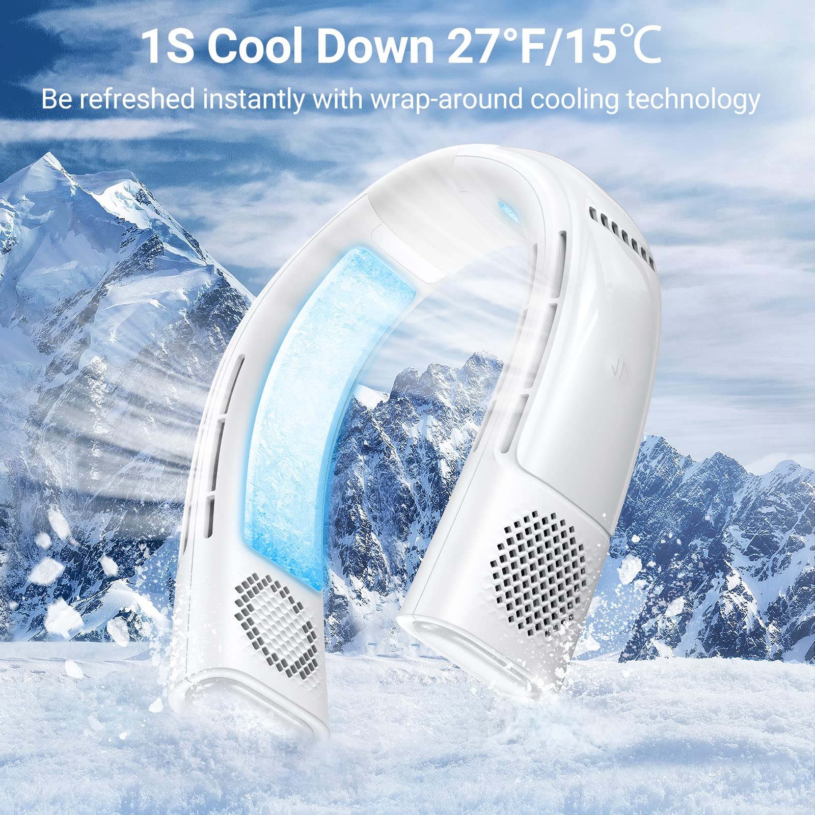 TORRAS COOLIFY 2 Neck Air Conditioner, Wrap-around Cooling Neck Fan, LED Rechargeable Portable Neck Fan, 3 Mode Personal Fan 3-Speed, Bladeless Fan No Falling, Neck Cooler and Heater, Arctic White.