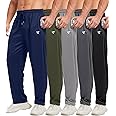 5 Pack Mens Sweatpants Open Bottom Joggers for Men with Zip Pockets Loose Fit Mesh Athletic Pants for Running,Casual