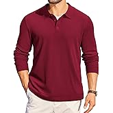 COOFANDY Mens Long Sleeve Polo Knit Polo Sweater Collared Pullover Casual Golf Polo Sweater