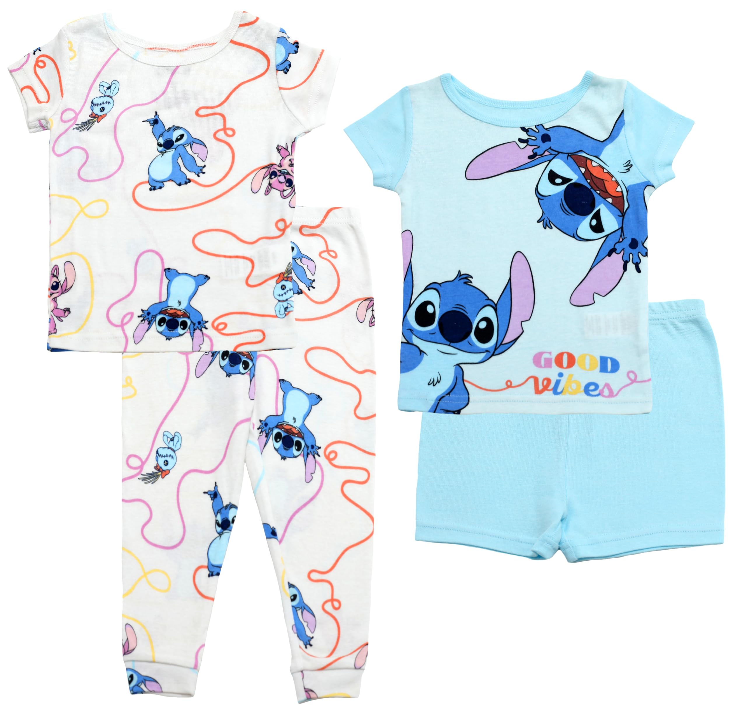 Photo 1 of ***MISSING BOTTOM****Disney Toddler Lilo and Stitch Pjs for Girls, 4 Piece Snug Fit Cotton Lilo & Stitch Pajamas for Girls, 4T Blue