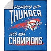 Northwest Oklahoma City Thunder 2025 NBA Champions Net Gain Silk Touch Sherpa Throw Blanket, 50 x 60 Inches, Officially Licensed Basketball Championship Fleece, Ultra Soft & Cozy, for Fans