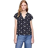GAP Womens Splitneck Top Navy Floral XS