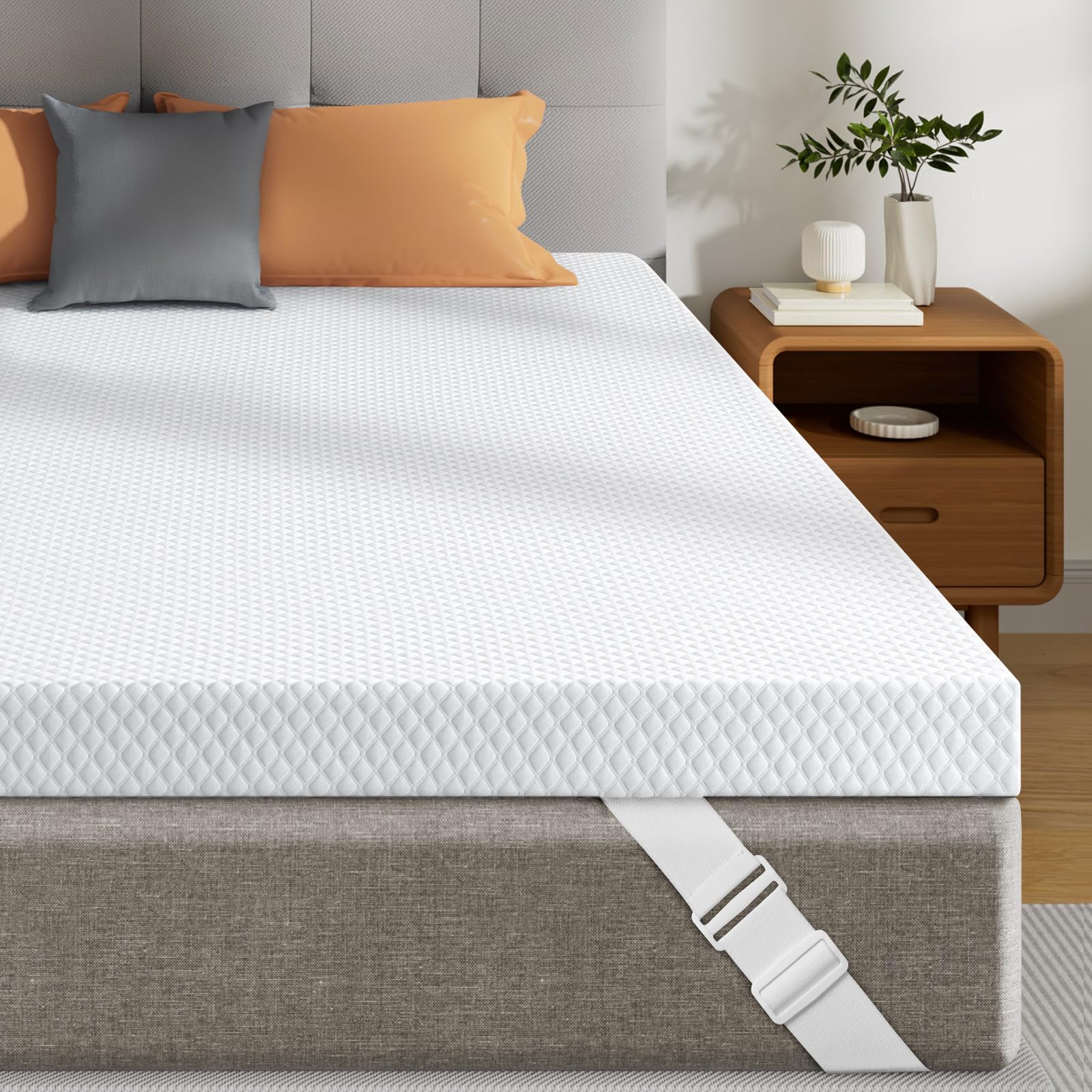 Photo 1 of Firm Mattress Topper King Size, 2 Inch Gel Infusion Foam Bed Topper for King Size Bed, Mattress Pad for Body Support & Pressure Relief, Ventilated Design, CertiPUR-US Certified, Removable Cover