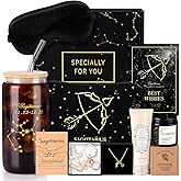14PCS Sagittarius Birthday Christmas Gifts for Women, Sagittarius Astrology Gifts for Women Bakets, 12 Zodiac Gift for Woman Friends Female, Sag Astrological 16 oz Glass Cups Candles with Gift Set Box