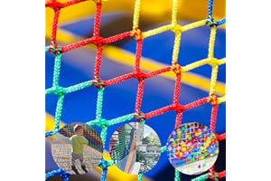 LAKNUAL Kids Pets Safety Rope Netting, Stairs Balcony Railing Protecting Rope Net, Climbing Cargo Net, Net for Playground, Treehouse, Sport (Colourful, 6.6×19.7ft)