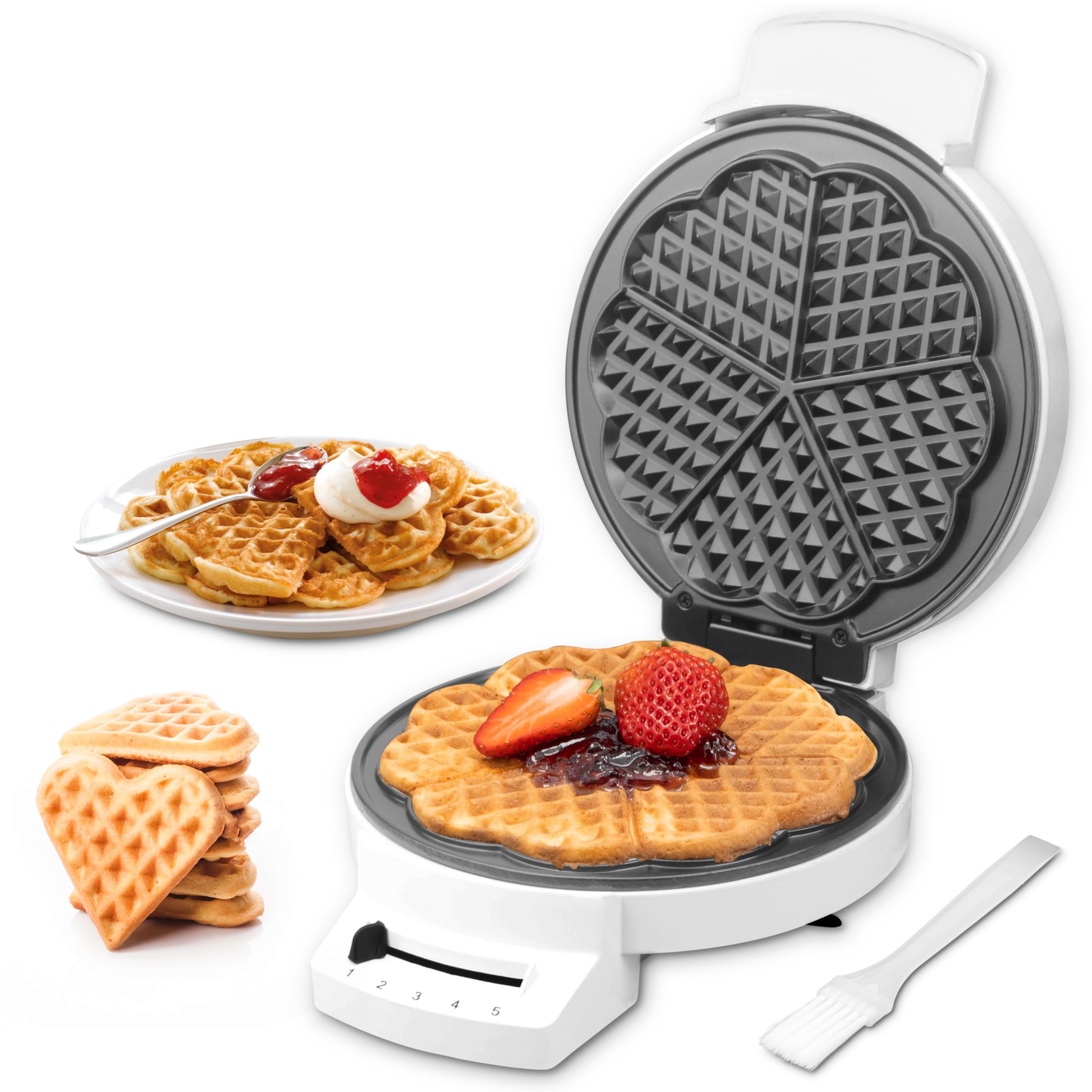 Photo 1 of SugarWhisk Mini Heart Shaped Waffle Maker, Thin Waffle Maker Iron with Shade Control, Make 7'' Large Waffle or 5 Mini Heart Waffles, Non Stick Cooking Plates with Fast & Even Heating