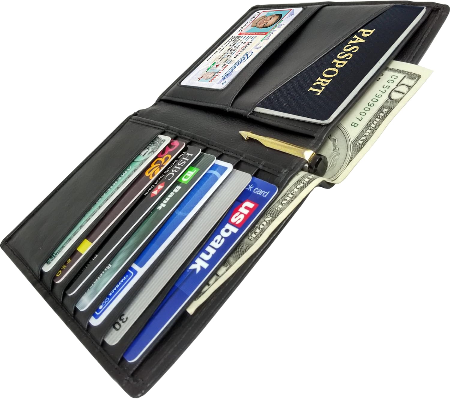 AurDo RFID Blocking Real Leather Passport Holder Cover Case & Travel Wallet for Men & Women (Black): Clothing