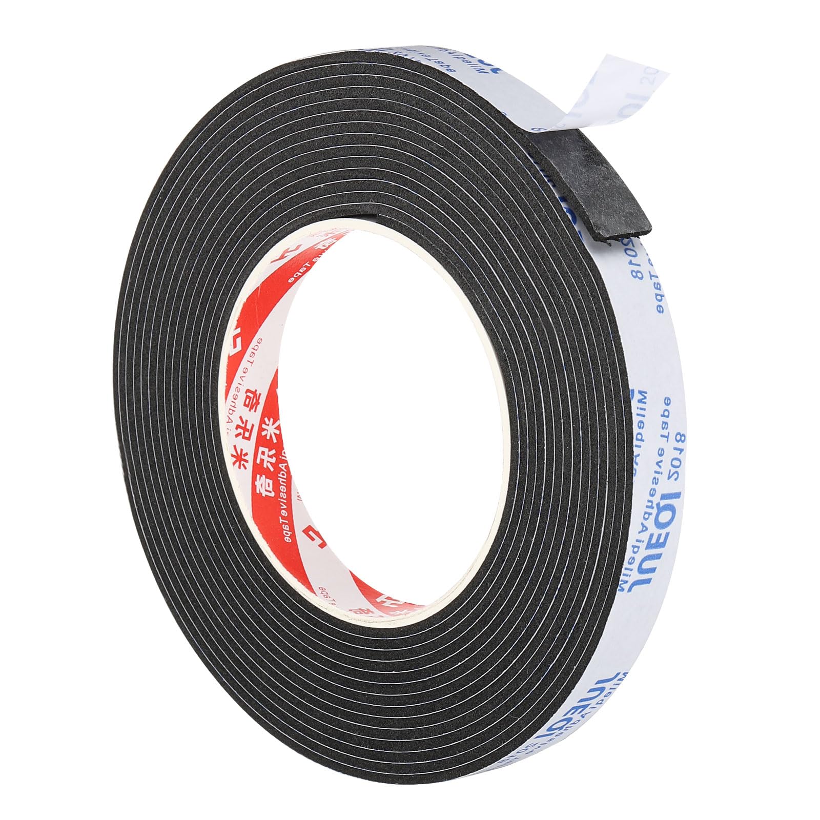 PATIKIL 5m/16.4ft Sealing Foam Tape, 15mm Wide 2mm Thick Single Sided Weather Stripping Door Furniture Seal Strip for Window Pipes Insulation, Black