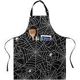 BOHARERS Apron for Halloween - Black Spider Webs Aprons for Cooking Baking Halloween Party Decorations