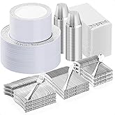 Bestluck 700PCS Silver Plastic Dinnerware Set for 100 Guests, Disposable Plates for Party, Include 100 Dinner Plates, 100 Dessert Plates, 100 Set Silver Silverware, 100 Cups, 100 Napkins