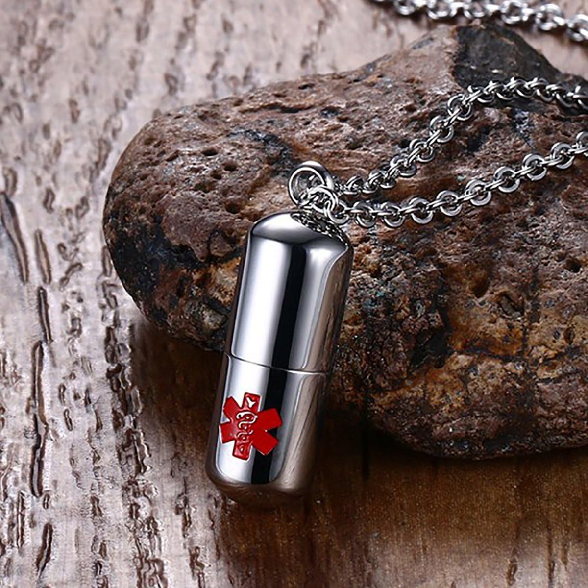 Flongo Medical Alert Necklace, Womens Mens Stainless Steel Medical Identification Alert Necklace - Image 4