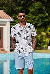 COOFANDY Men's Hawaiian Matching Set Summer Beach 2