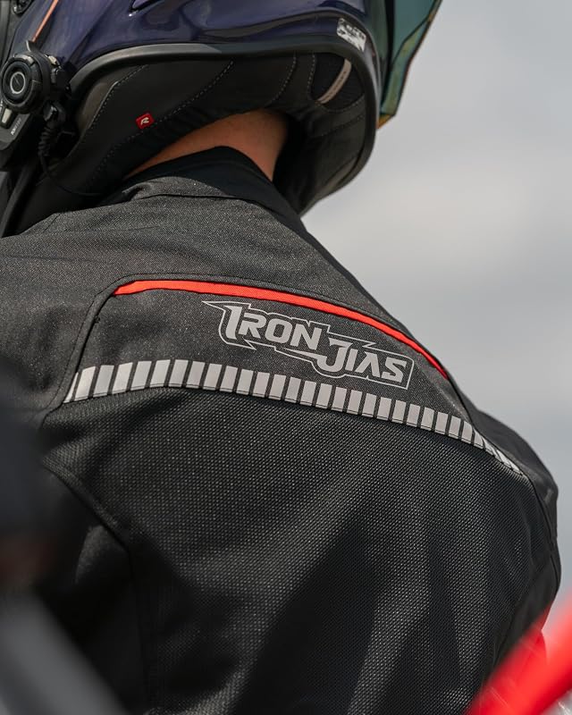 Motorradjacke, CE-konform, mit Protektoren, Sommer, reflektierend