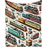 Soft Flannel Train Blanket - Warm Throw Blankets for Girls & Boys - All Season Lap, Chair, Sofa - 50"x40"