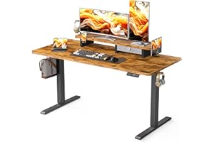 WALKINGDESK Height-Adjustable Electric Desk with Drawers, 140 x 60 cm, Standing Desk with Monitor Stand and Mobile Phone Hold