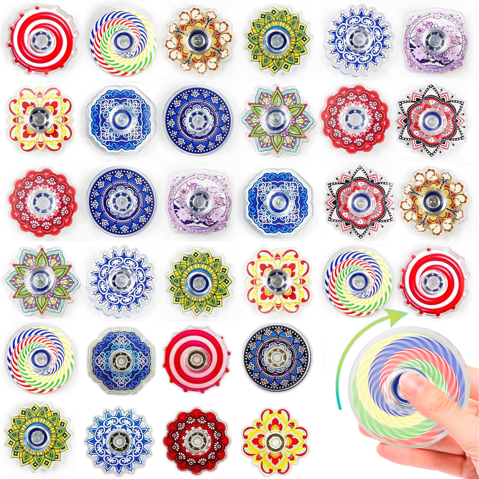 40 Pack Mini Fidget Spinner Toys, for 8-12 3-5 Party Favors Supplies, Desk School Toy Anxiety Relief, Treasure Box for Classroom Prizes, Halloween Treats Toys Bulk (Random)