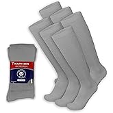 6 Pairs of Diabetic Over The Calf - Knee High Cotton Socks (Gray - 6 Pairs, Fit Men's Shoe Size 10-12)