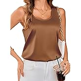 Totatuit Women Silk Satin Tank Tops Dressy Scoop Neck Camisole Sleeveless Blouses Shirts Casual Summer Tank
