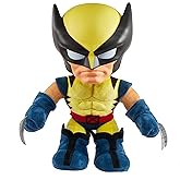 Mattel Marvel X-Men Plush Toy with Sounds & Talking, ’97 Wolverine Collectible with Yellow Suit & Retro Animation Style