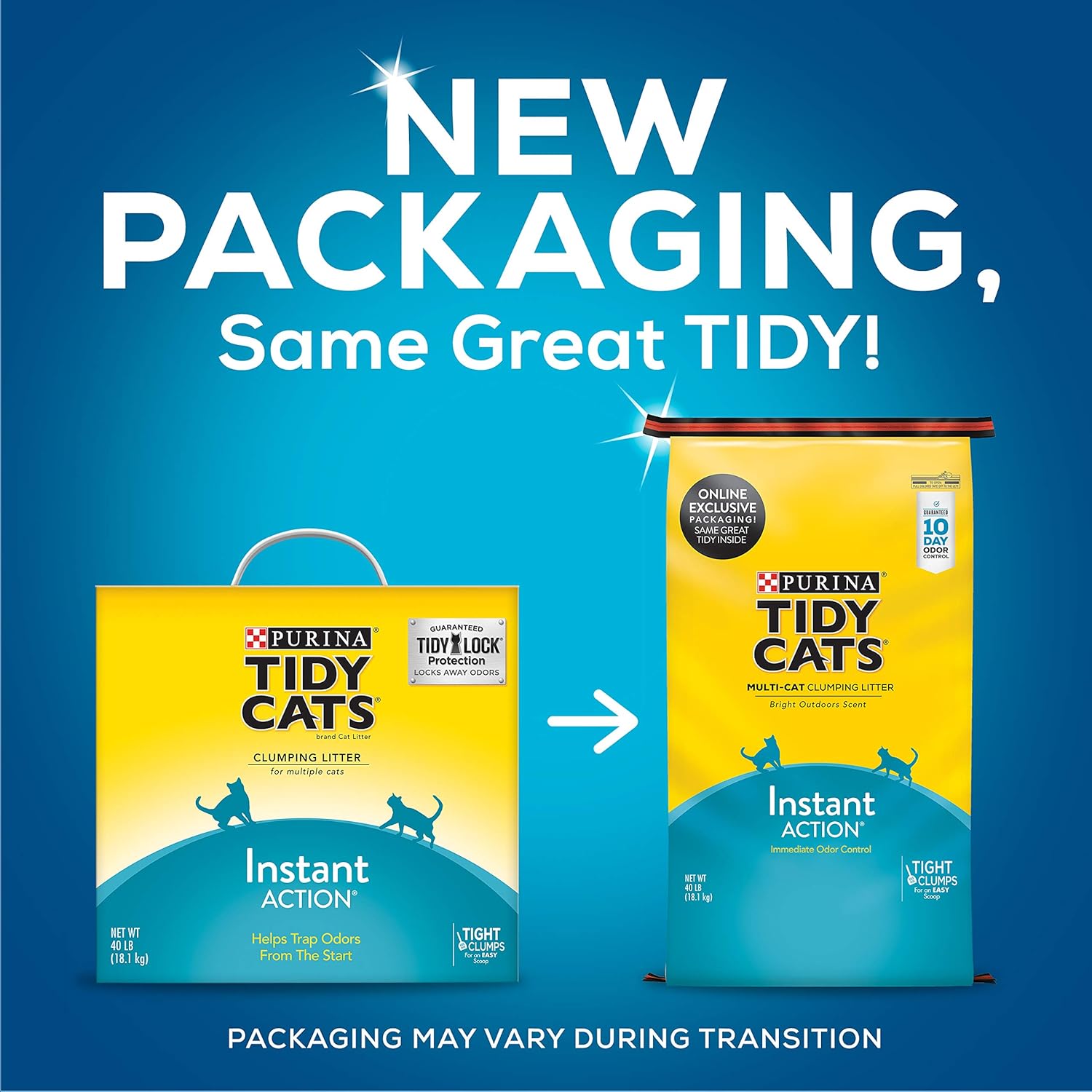 Purina Tidy Cats Clumping Cat Litter, Instant Action Multi Cat Litter - 40 lb. Box : Pet Odor And Stain Removers : Pet Supplies