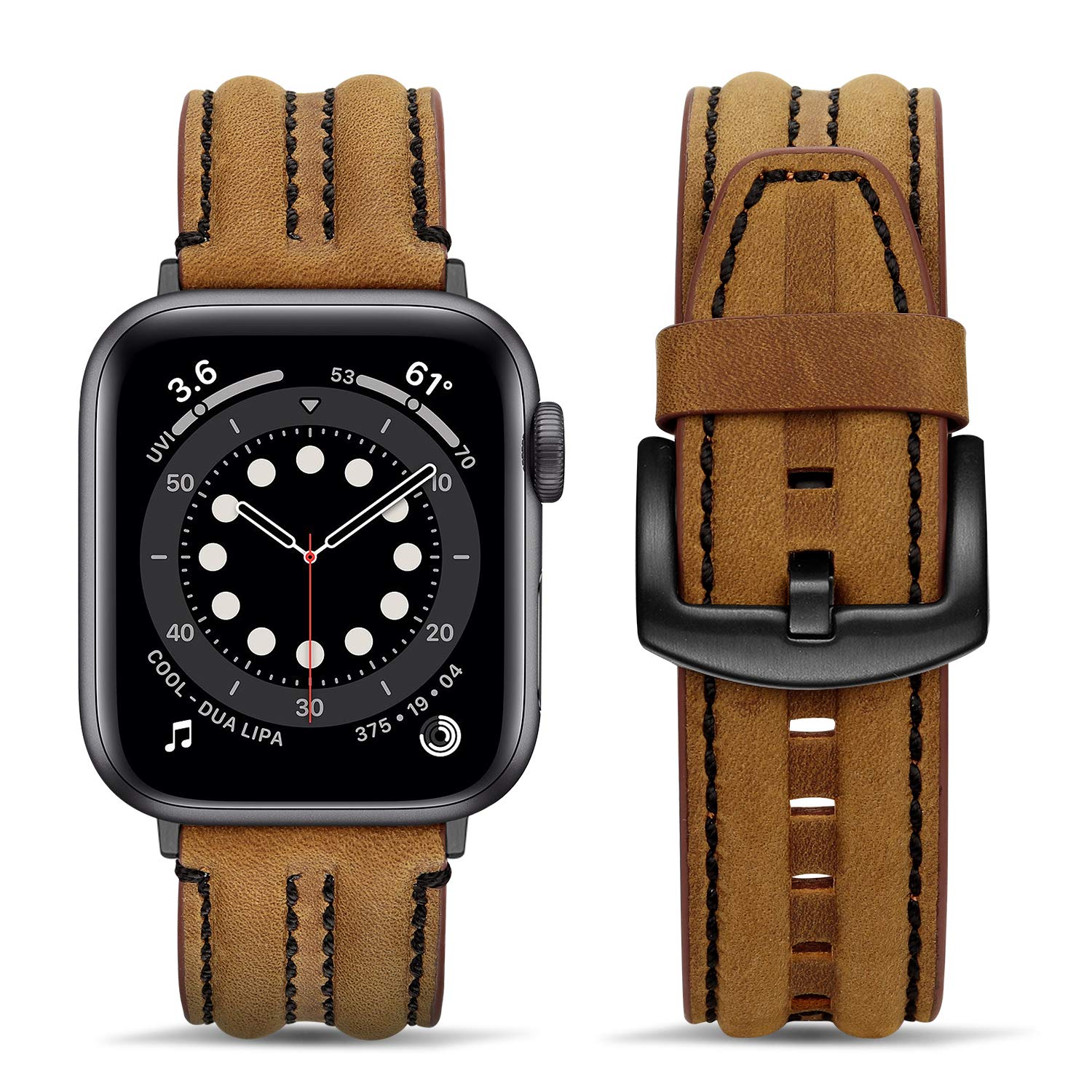 Tasikar Straps Compatible with Apple Watch Strap 42mm(Series 10) 41mm 40mm 38mm for Apple Watch Series 10 9 8 7 6 5 4 3 2 1 SE, Genuine Leather Replacement Band for Men Women (Brown)