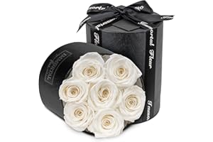 Immortal Fleur Preserved Roses In A Box, Preserved Flowers, Forever Roses Box, Mom Birthday Gifts from Daughter, Flowers for Delivery Prime Birthday, Sympathy Flowers, White 7