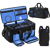 DJ Cable Bag with Detachable Dividers for Equipment and Music Gear, Blue | Laptop and Microphone Pocket, Versatile Carrying with Shoulder Strap, Durable Fabric, for Musicians and Audio Professionals