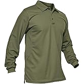 MAGCOMSEN Men's Polo Shirts 3 Button Quick Dry Performance Long Sleeve Tactical Shirts Pique Jersey Golf Shirt