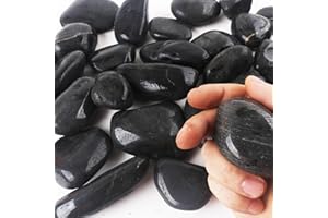 BIOTOLOT 2LB 1"-2" Black River Rocks for Plants, Polished Pebbles for Garden Landscaping, Planters, Aquariums, Vase Fillers – Indoor & Outdoor Decor