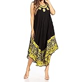 Sakkas Batik Flower Caftan Tank Dress/Cover Up