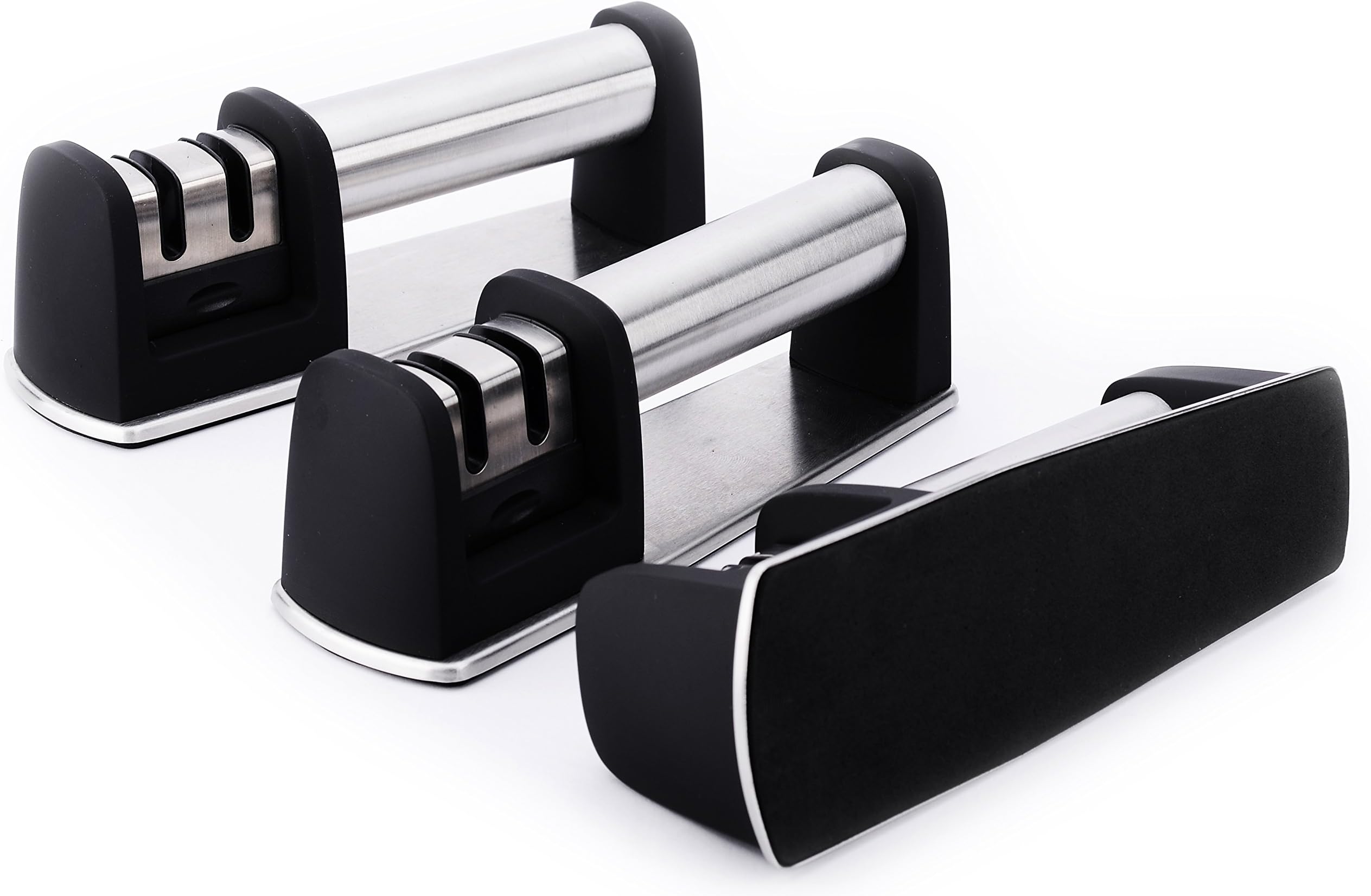 Waypower Knife Sharpeners,2 Stage Stainless Steel Handle Fine And Coarse Dual,Black color