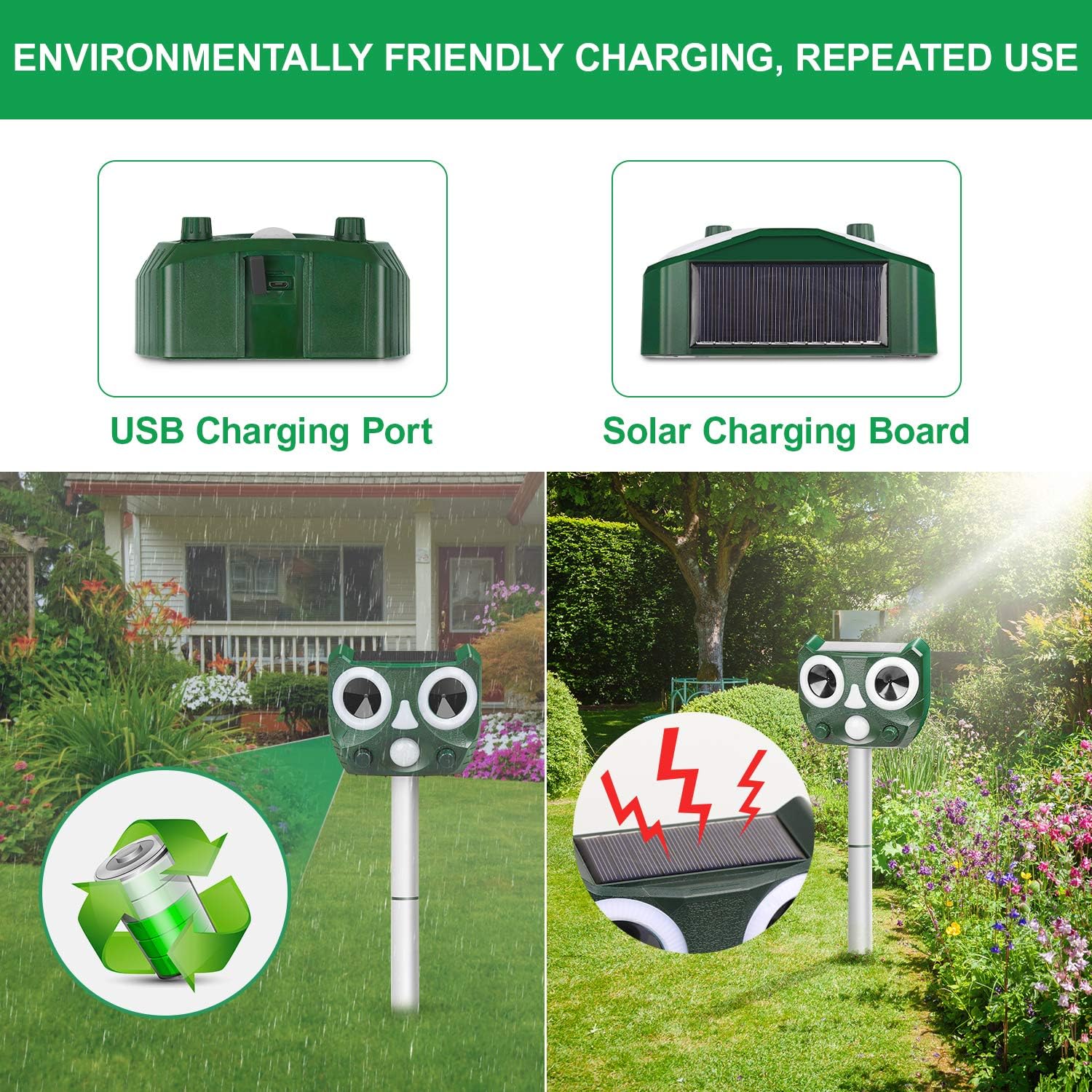 Cat Repellent Battery Operated Motion Activated Waterproof Cat