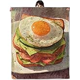 onlcuk Realistic Sandwich Blanket, Cozy Flannel Breakfast Food Blankets, All Season Soft Throw for Travel Home Decor, Lightweight Sofa Bed Throws, Gifts for Women Boys Girls Kids, 50"×60"