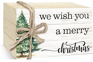 WENHIHSIY 3 Pcs Christmas Decorative Books for Home Decor, Mini Faux Books Decoration, Xmax Wooden Books Tiered Tray Decor, Stacked Books for Decorating Living Room Coffee Tables Bookshelf Fireplace（30）