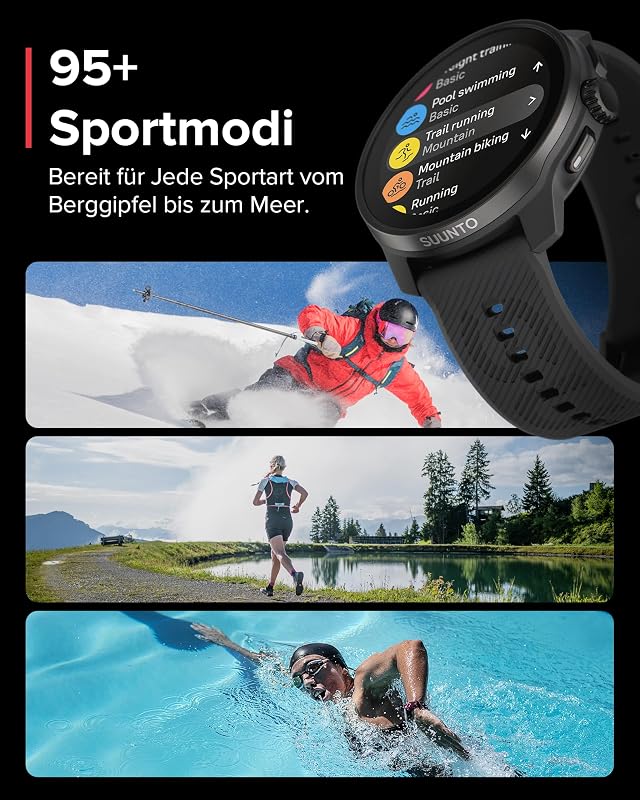 Race S GPS-Sportuhr, 1,3-Zoll-AMOLED-Display, 95+ Sportmodi