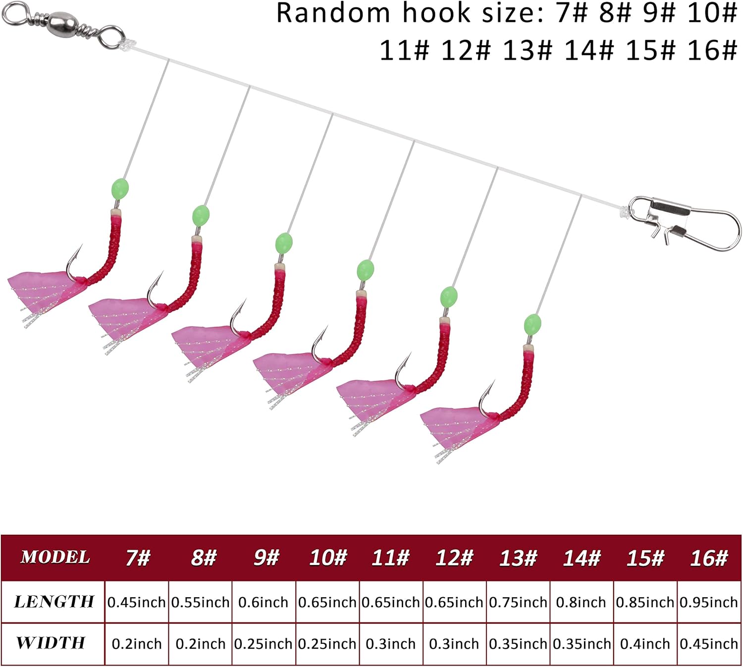 Saltwater Fishing Bait Rigs, 10Packs Surf Fishing Rigs 6 Hooks Fishing Lures Red Fish Skin Feather Hooks Glow Fishing Beads Fishing Tackles for Freshwater Saltwater : Sports & Outdoors