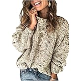 SHENHE Women's Sequin Sparkly Sweater Oversized Long Sleeve Crewneck Chunky Knit Pullover Tops